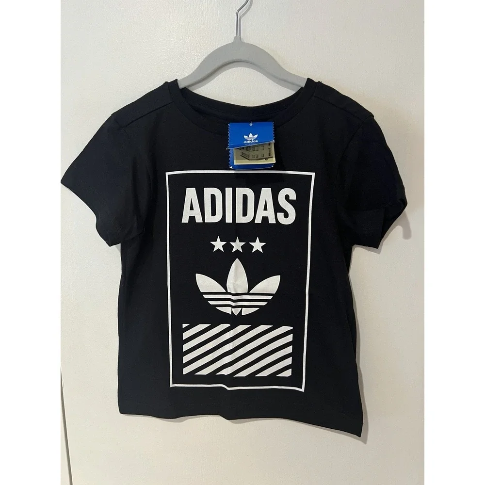 NWT Adidas Youth XS Black T-shirt The Brand‎ With The 3 Stripes
